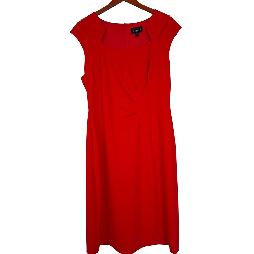 Connected Apparel Dress Womens size 14 Red Bodycon Cap Sleeve Sheath Dress